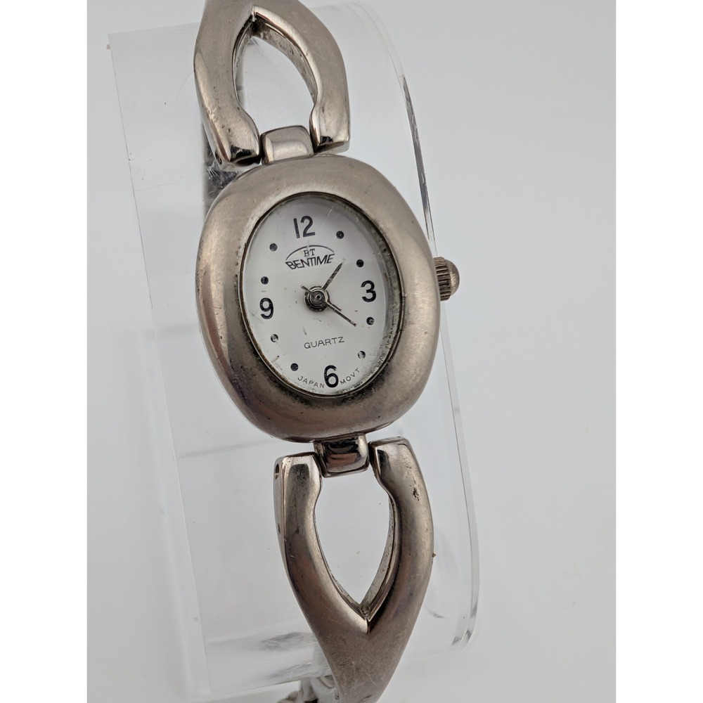 Bentime Watch Women White Dial Silver 7.25"‎ Band- New Battery